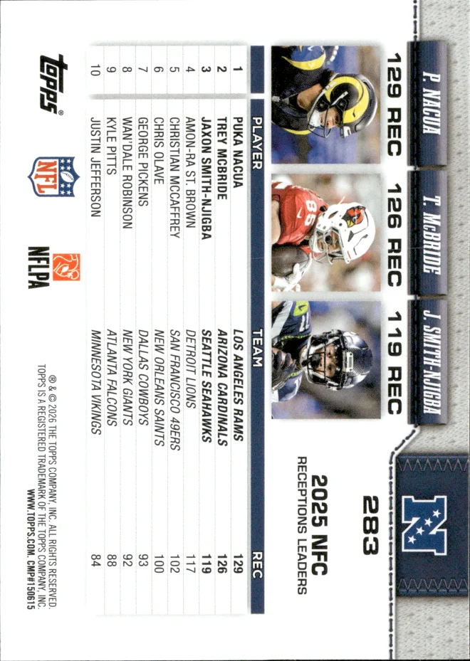 Puka Nacua / Trey McBride / Jaxon Smith-Njigba card back