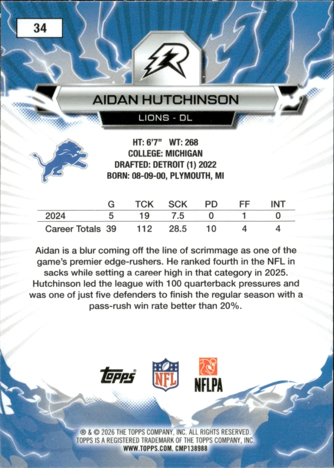 Aidan Hutchinson card back