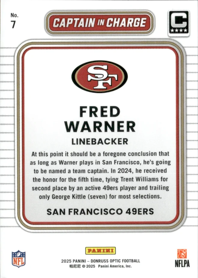 Fred Warner card back