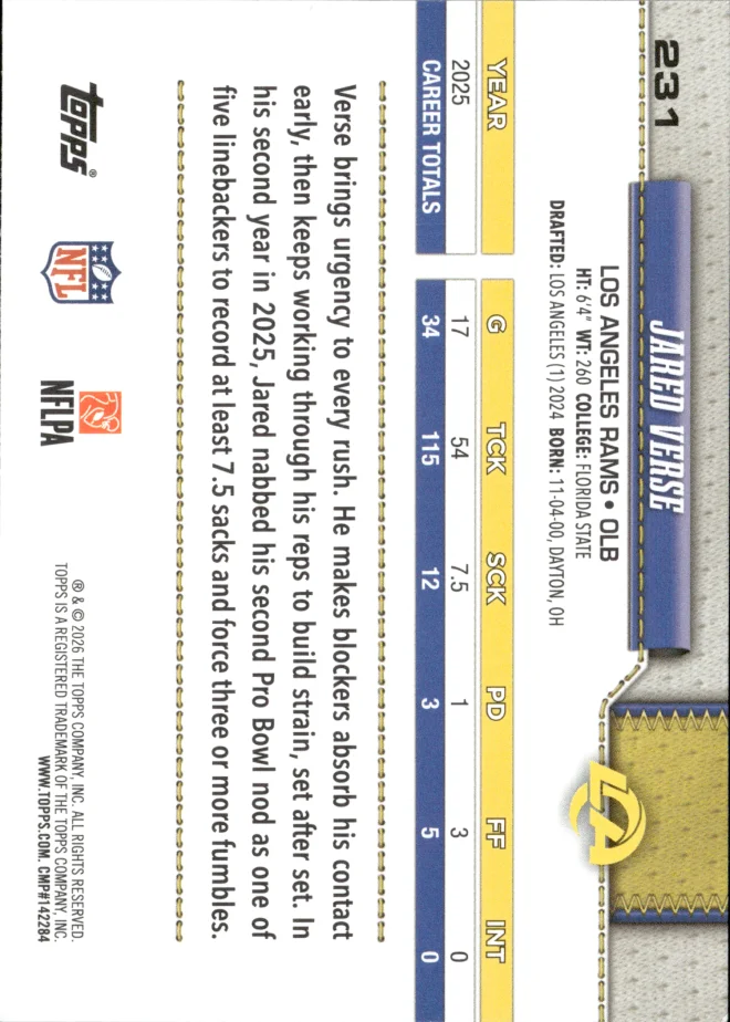 Jared Verse card back