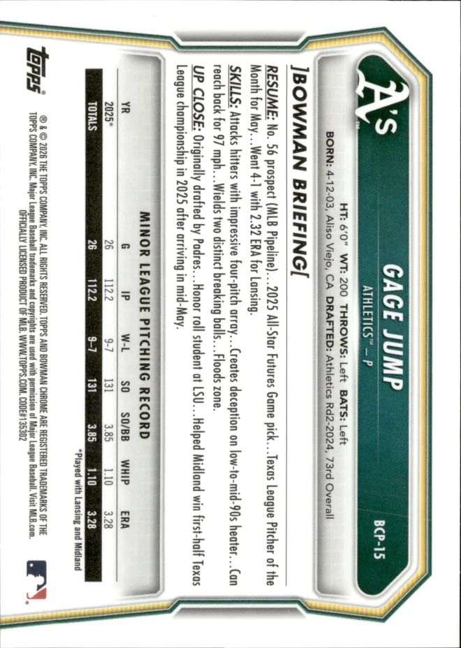 Gage Jump card back