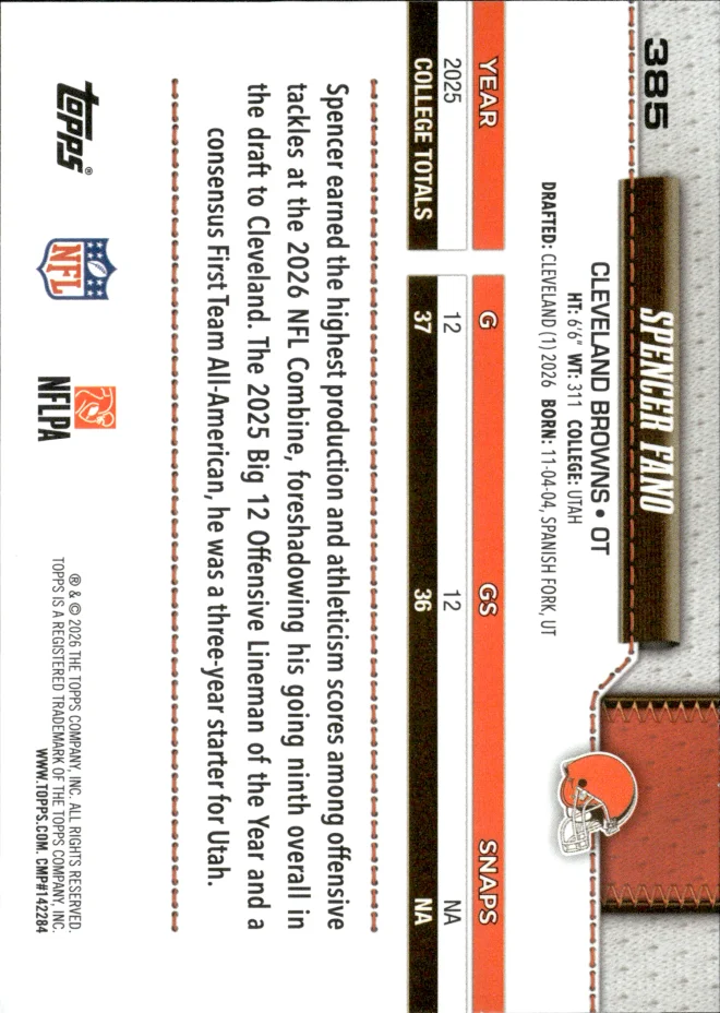 Spencer Fano card back