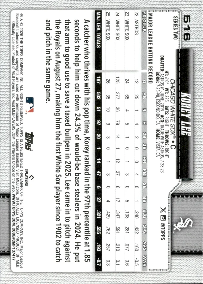 Korey Lee card back