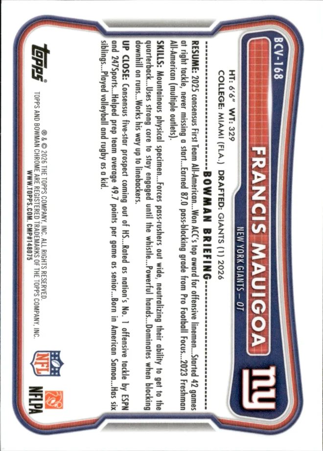 Francis Mauigoa card back