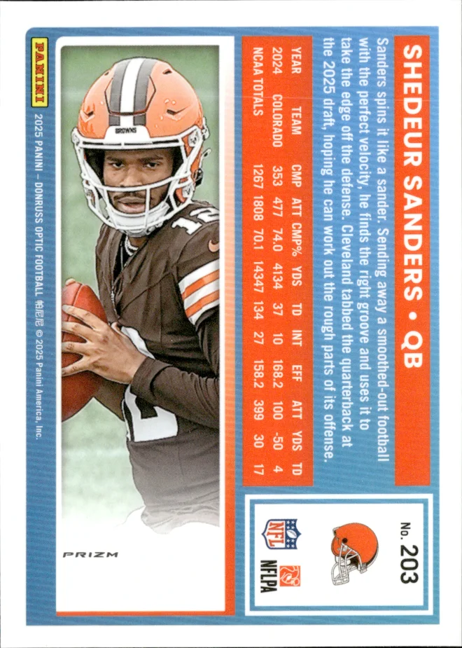 Shedeur Sanders card back