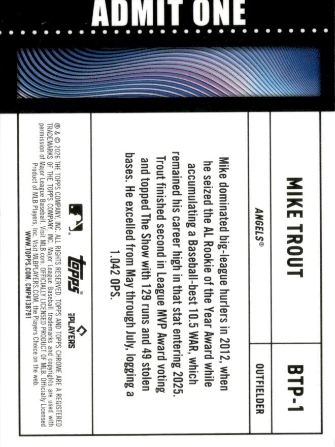 Mike Trout card back