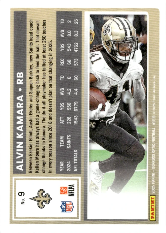 Alvin Kamara card back