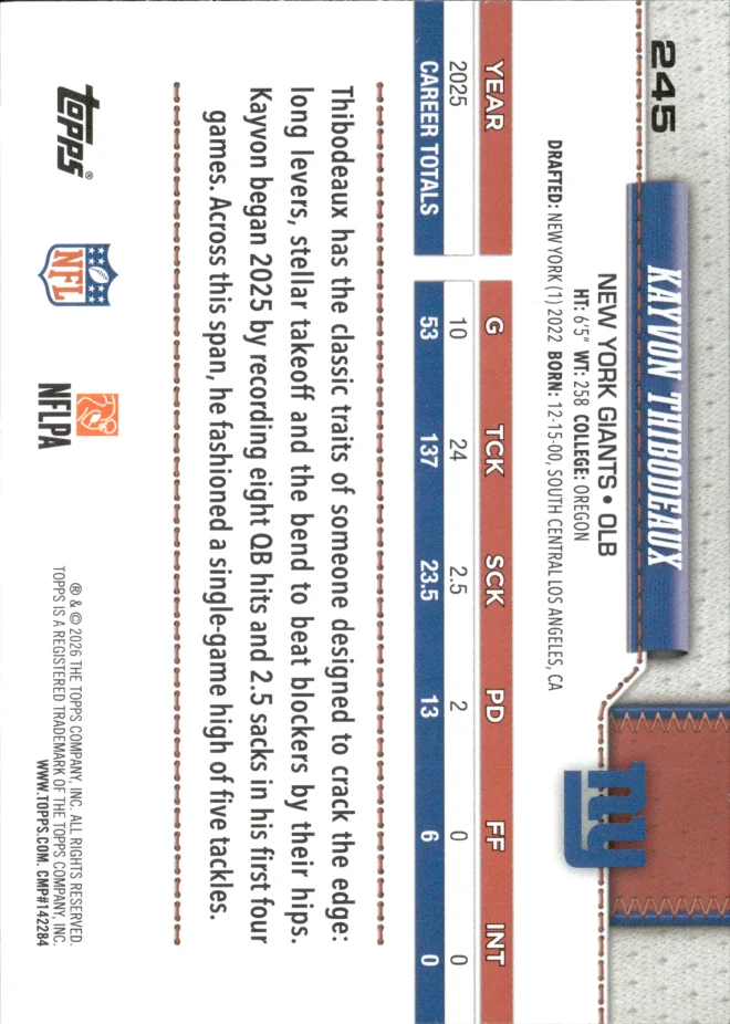 Kayvon Thibodeaux card back