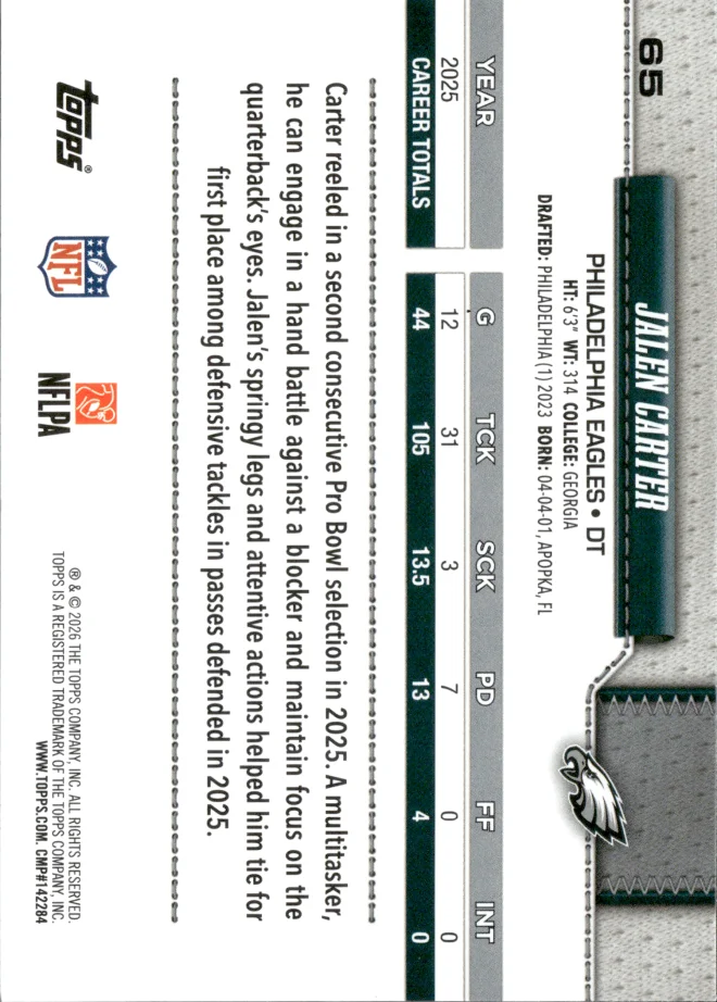 Jalen Carter card back