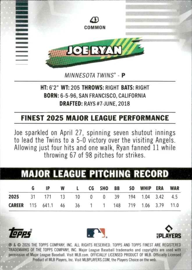 Joe Ryan card back