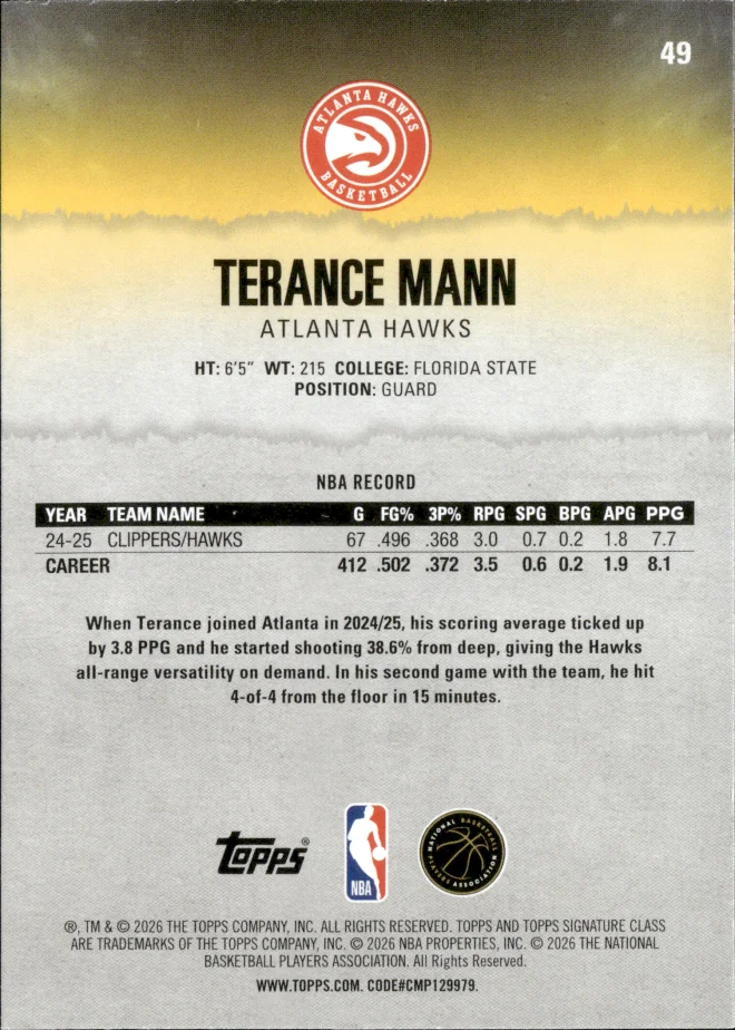 Terance Mann card back