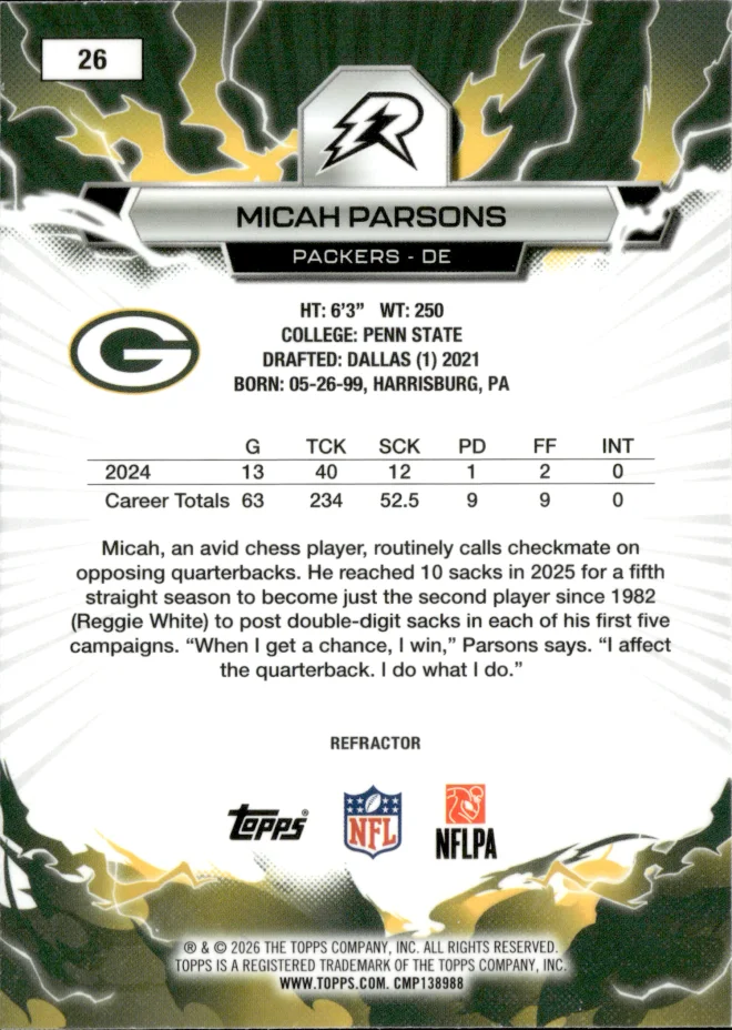 Micah Parsons card back