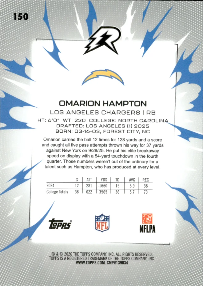 Omarion Hampton card back
