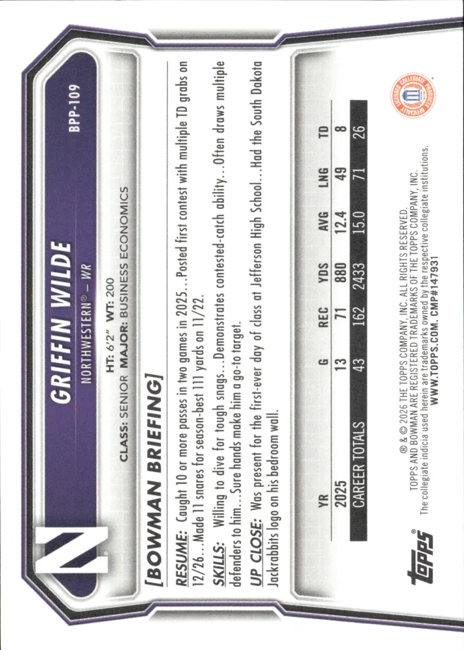 Griffin Wilde card back