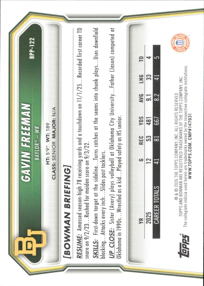 Gavin Freeman card back