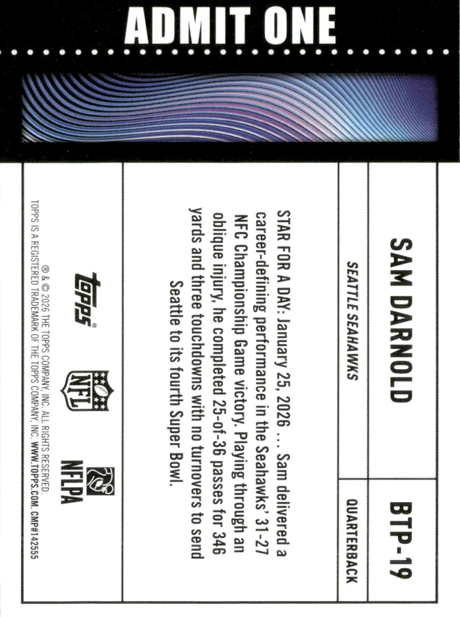 Sam Darnold card back