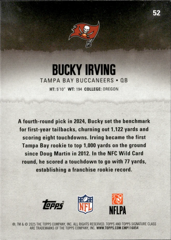 Bucky Irving card back