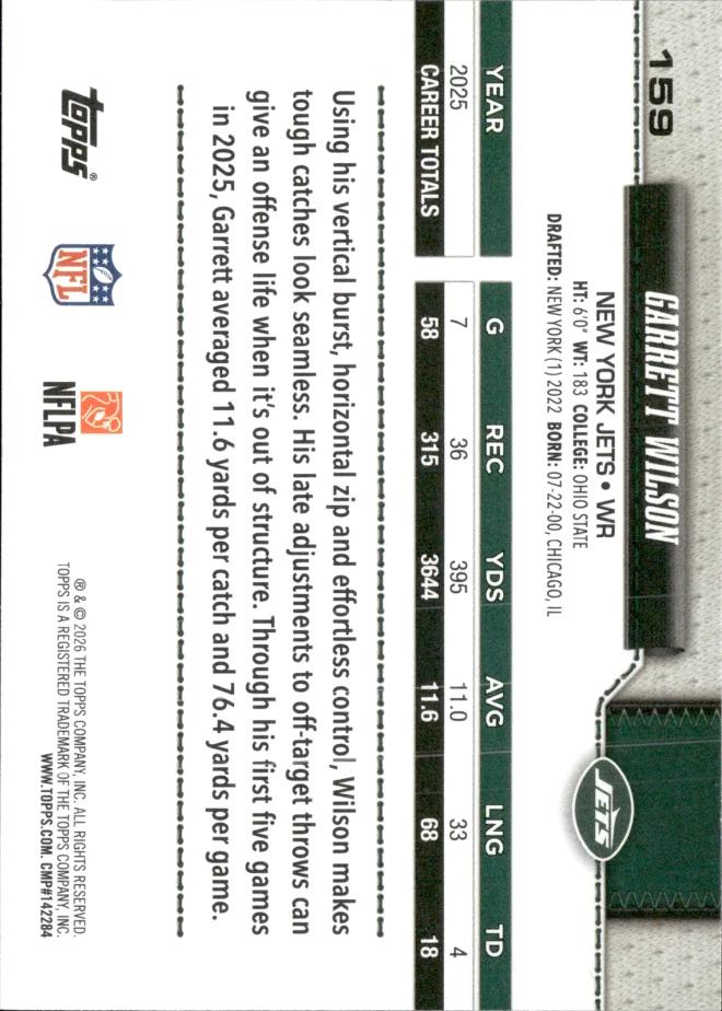 Garrett Wilson card back