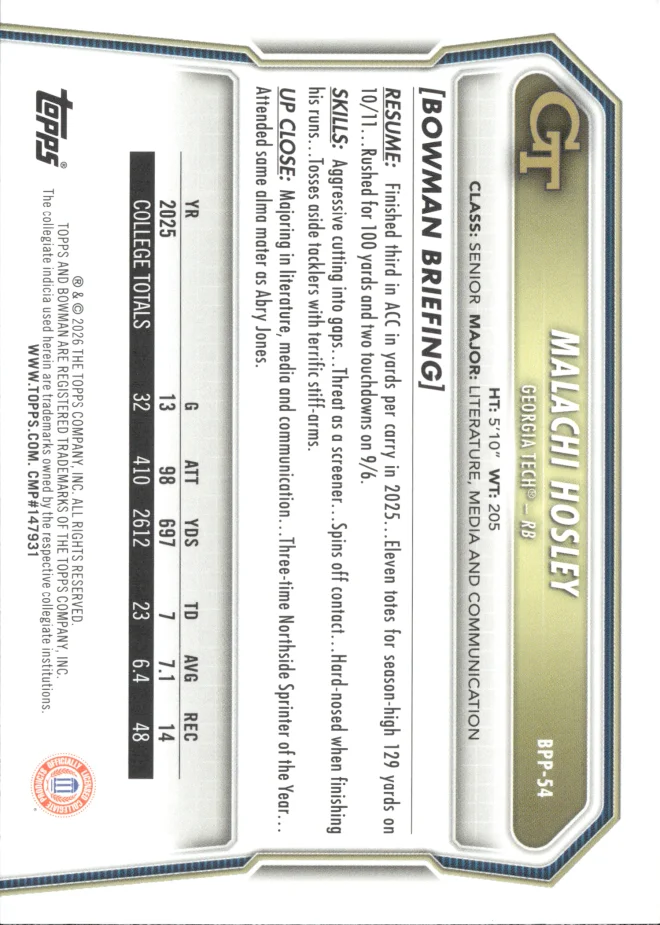 Malachi Hosley card back