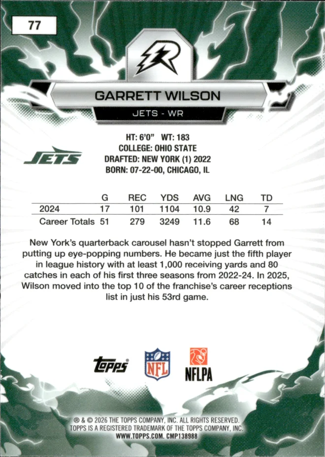 Garrett Wilson card back