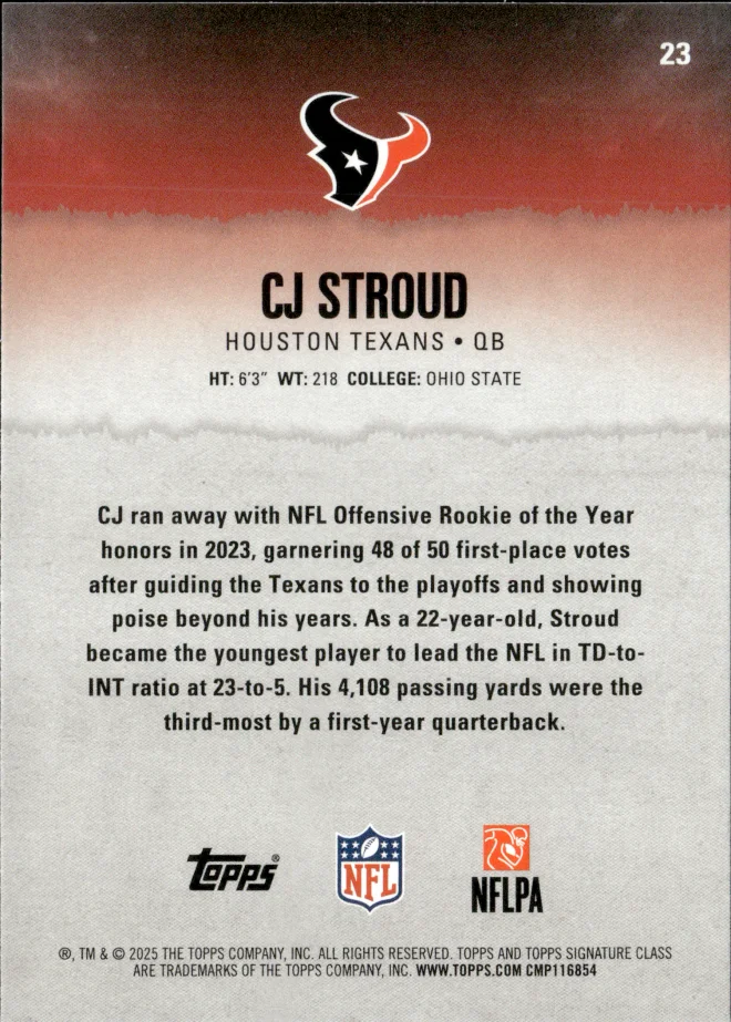 CJ Stroud card back