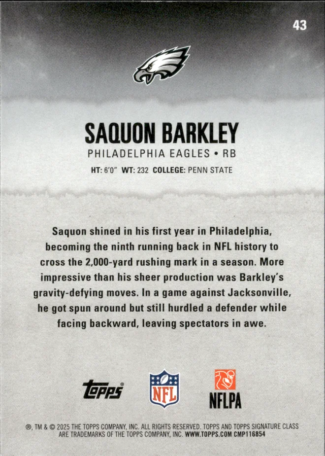 Saquon Barkley card back