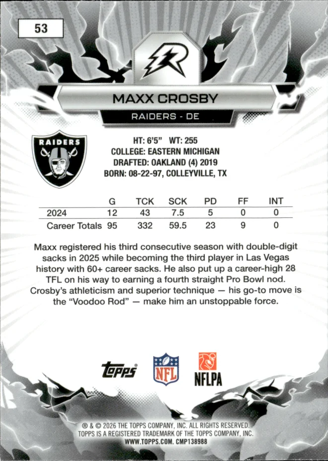 Maxx Crosby card back