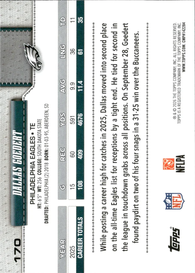 Dallas Goedert card back