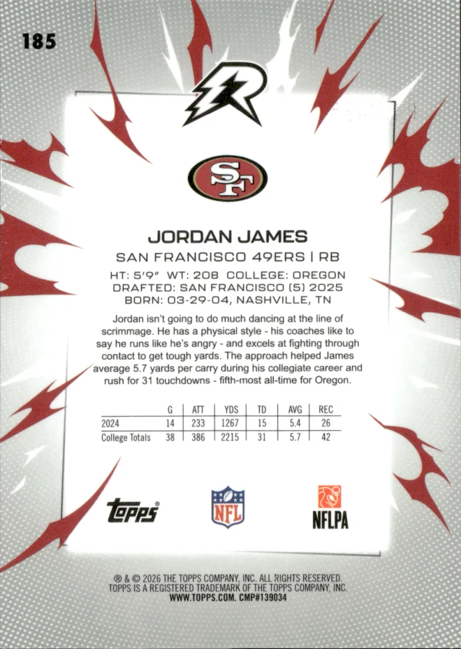 Jordan James card back