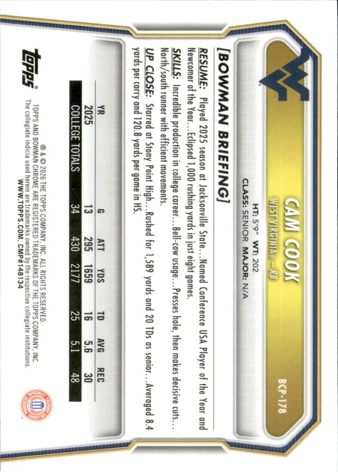 Cam Cook card back