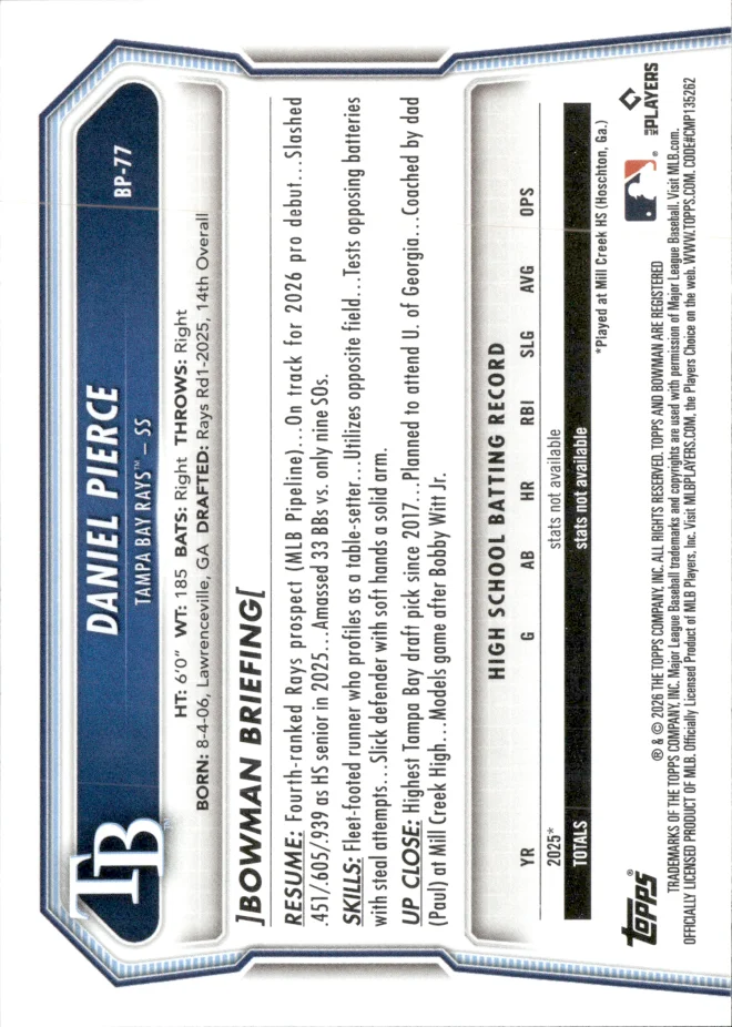 Daniel Pierce card back