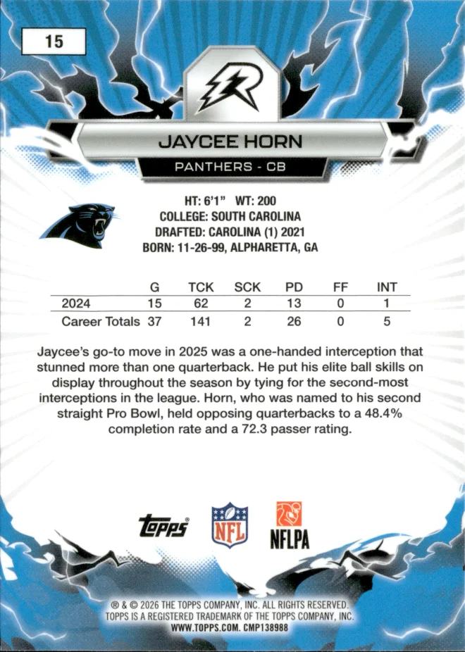 Jaycee Horn card back