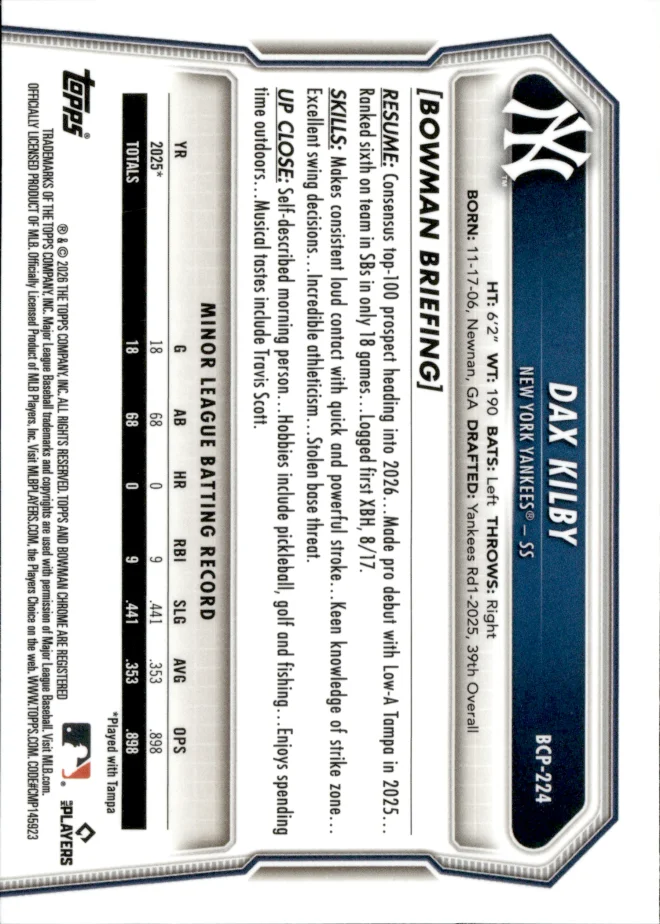 Dax Kilby card back
