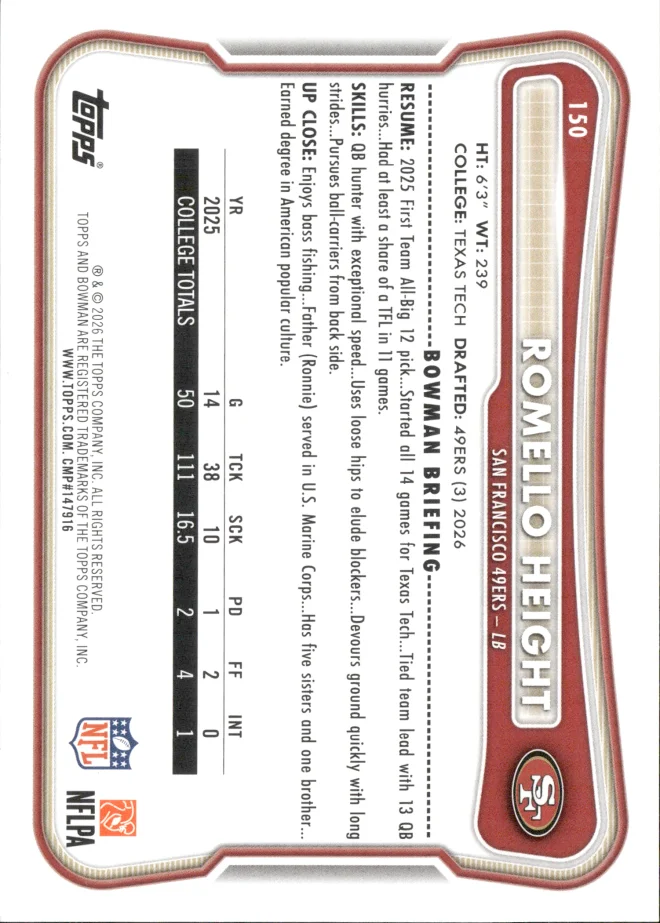 Romello Height card back