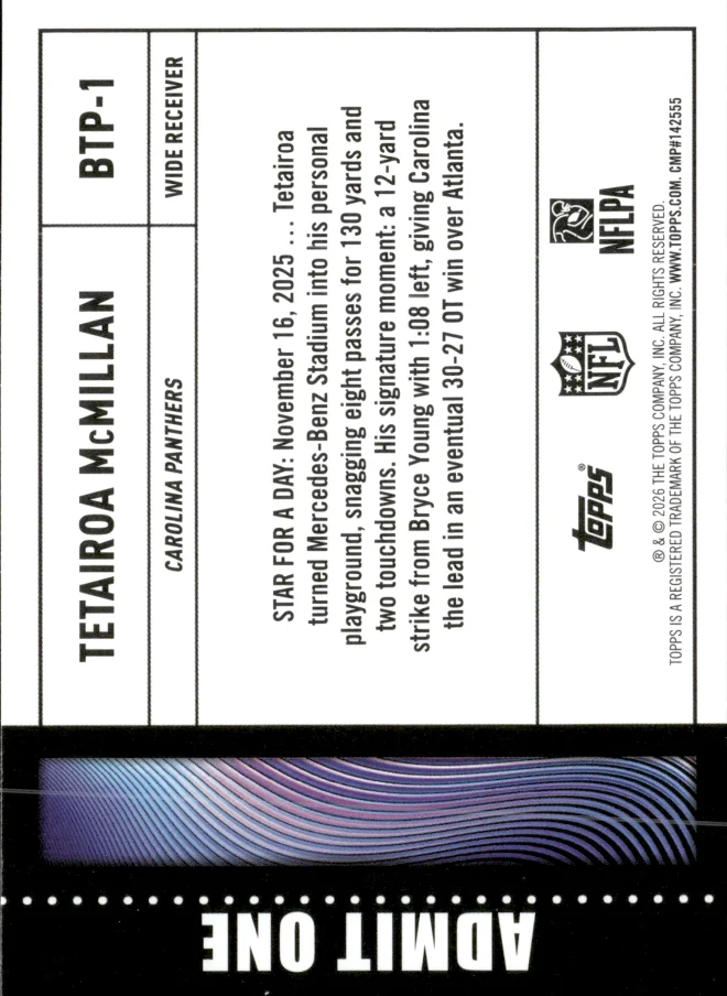 Tetairoa McMillan card back