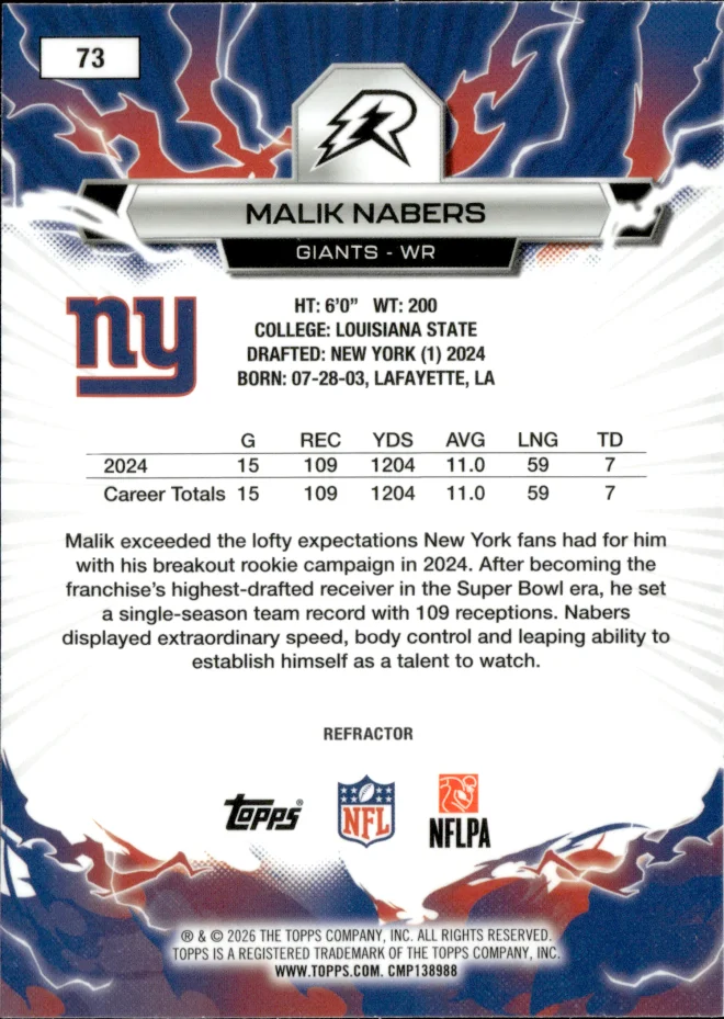 Malik Nabers card back