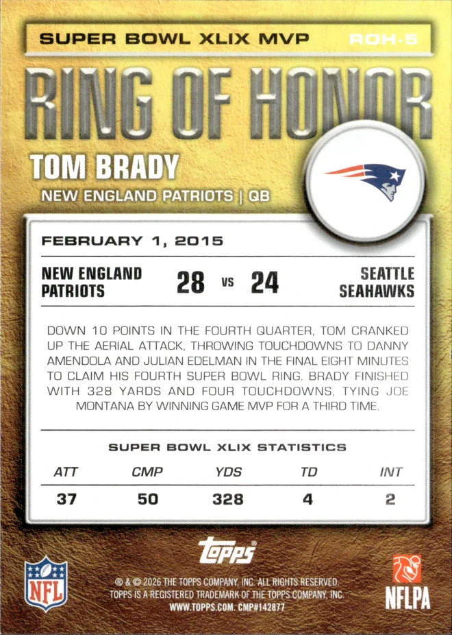 Tom Brady card back