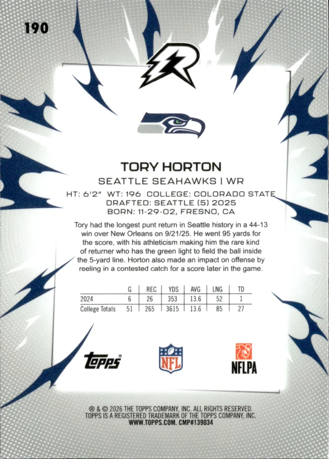 Tory Horton card back