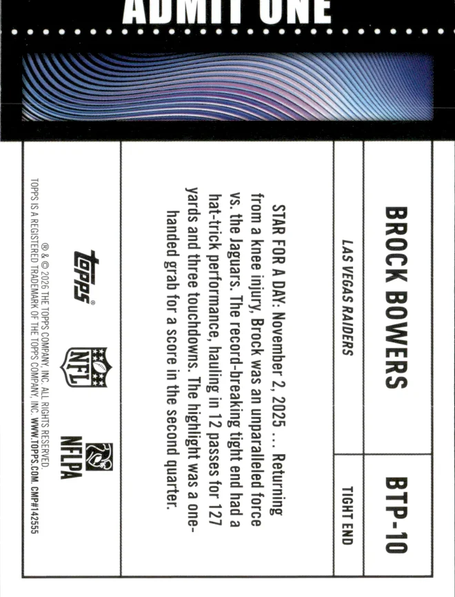 Brock Bowers card back