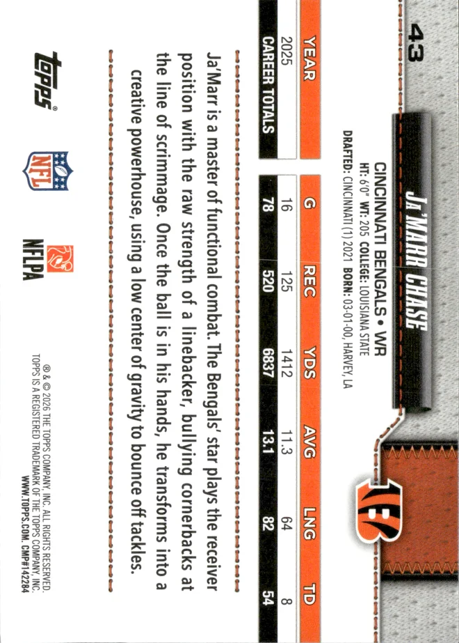Ja'Marr Chase card back