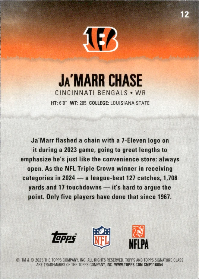 Ja'Marr Chase card back