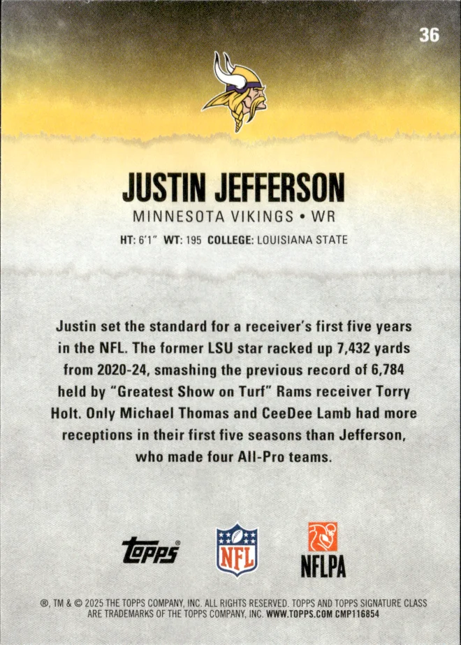 Justin Jefferson card back