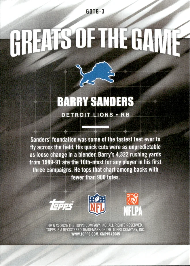 Barry Sanders card back