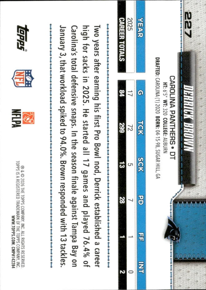 Derrick Brown card back