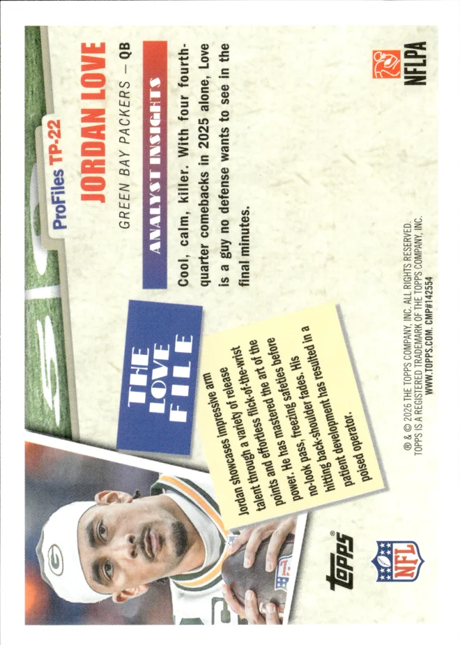 Jordan Love card back