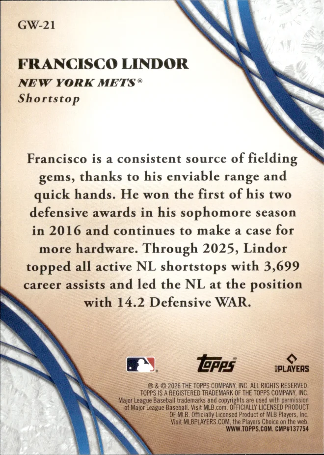 Francisco Lindor card back