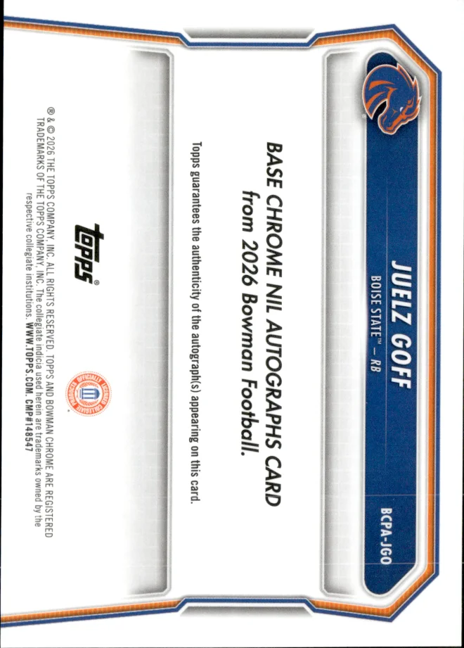 Juelz Goff card back