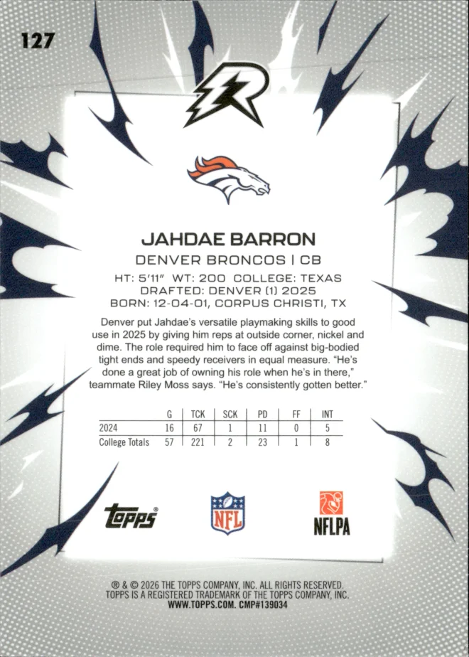 Jahdae Barron card back