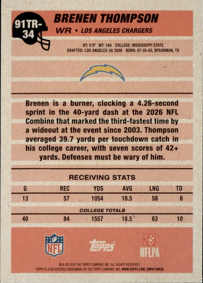 Brenen Thompson card back