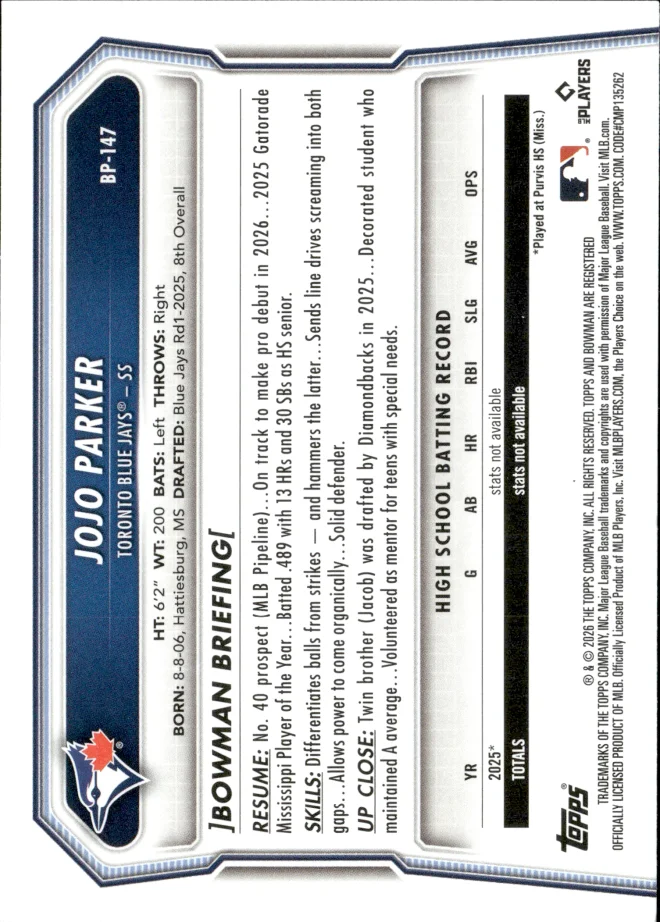 JoJo Parker card back